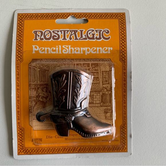 NWT Nostalgic Cowboy Boot Pencil Sharpener - Antique Finished Miniature Replica - Picture 1 of 5